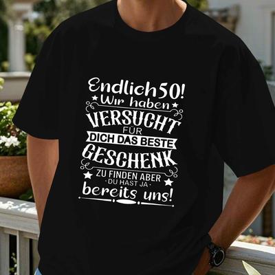 TEMU German 50th Birthday Men's Short Sleeve T-shirt Summer T-shirt Top Image