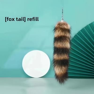 TEMU Interactive Cat Teaser Toy, Nylon Strip Pattern, All Breed Sizes, No Battery Needed, Plush Teasing Stick With Fur Tail For And Boredom Image