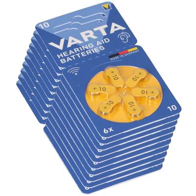 Varta - 60x Hearing Aid Batterie 10 PR70 Hörgerätebatterie Image