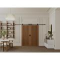 Porta scorrevole doppia con sistema esterno muro 2 x H205 x L83 cm in MDF e Legno Naturale scuro - SANDORA