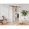 Porta scorrevole con sistema esterno muro in legno e vetro temperato 3 finestre H205 x L83 cm - ACOSTA II
