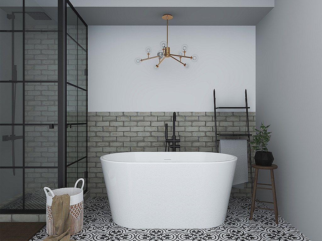 Vasca da bagno freestanding ovale 180 L 130 x 71 x 58 cm Bianco Acrilico - APOGON