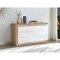 Comò 6 cassetti Con LED MDF Bianco laccato e Naturale - FLARANCIA