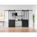 Porta scorrevole doppia atelier con sistema esterno muro 2xH205xL73 cm Nero e Vetro temperato - ARTISTO II