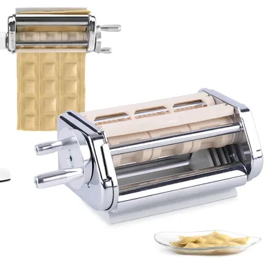 Manual Dumpling Maker Attachment, Stainless Steel Ravioli Press with Filling Spoon, Easy to Use for
