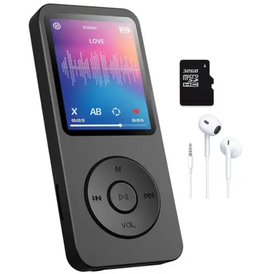 32GB MP3 MP4 player with Bluetooth 5.0/recording/eBook (up to 128GB with headphones) Black