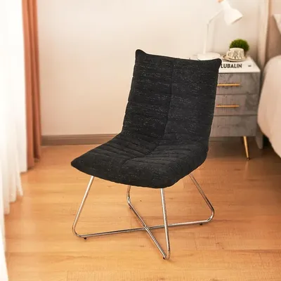 Modern Chenille Accent Chair,Upholstered Lounge Chair with Silver Metal Legs,Comfy Guest Leisure