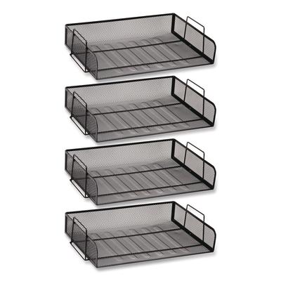 Mind Reader Stackable Paper Desk Tray Organizer, Letter Size, 9.75 x 14 x 3.25, Black, 4/Pack (EMSDSTACK4BLK) Pack of 4 Desktop Sorters