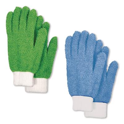 TidyUps Microfiber Dusting Gloves, 2 Blue Gloves with White Cuffs, 2 Green Gloves with White Cuffs (CH7TU05789) Each Dusters