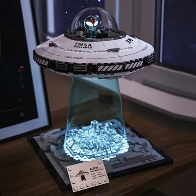 Neue UFO Bausteine Raum Montage Raumschiff Fliegende Untertasse Kleine Partikel Raum kinder Image