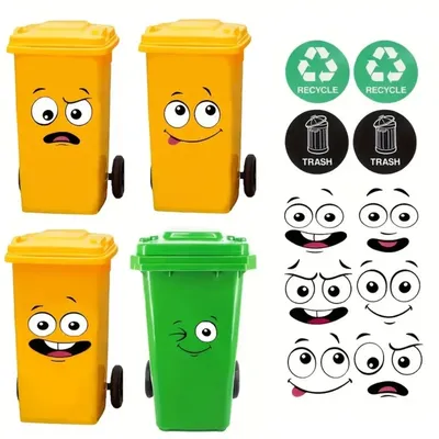 Cartoon Gesicht Mülleimer Aufkleber Selbstklebende PVC Cartoon Aufkleber Home Dekoration Wasserdicht Ausdruck Gesicht Aufkleber Toilette Image