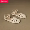 QUTAA 2025 News Mode Frauen Flache Schuhe Casual Sommer Sandalen Zehen Clip Schuhe PU Leder Kleid Frau Größe 34-43