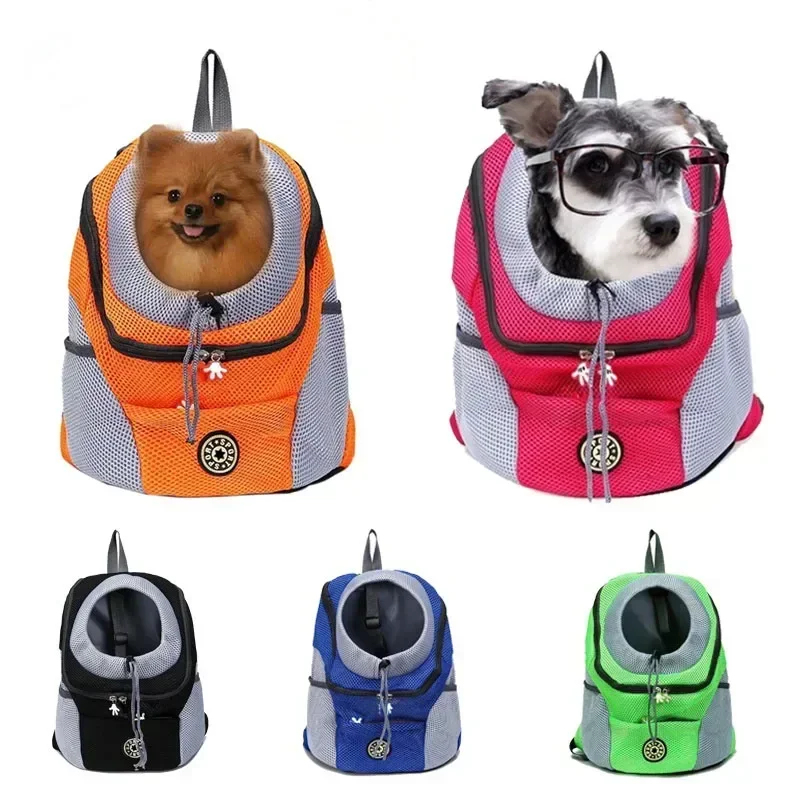 Für kleine große Hunde, Heimtierbedarf, Haustier-Hunde-Reiserucksack, tragbar, für den Außenbereich, atmungsaktives Mesh, für Katzen und Welpen, doppelte Schultertasche Image