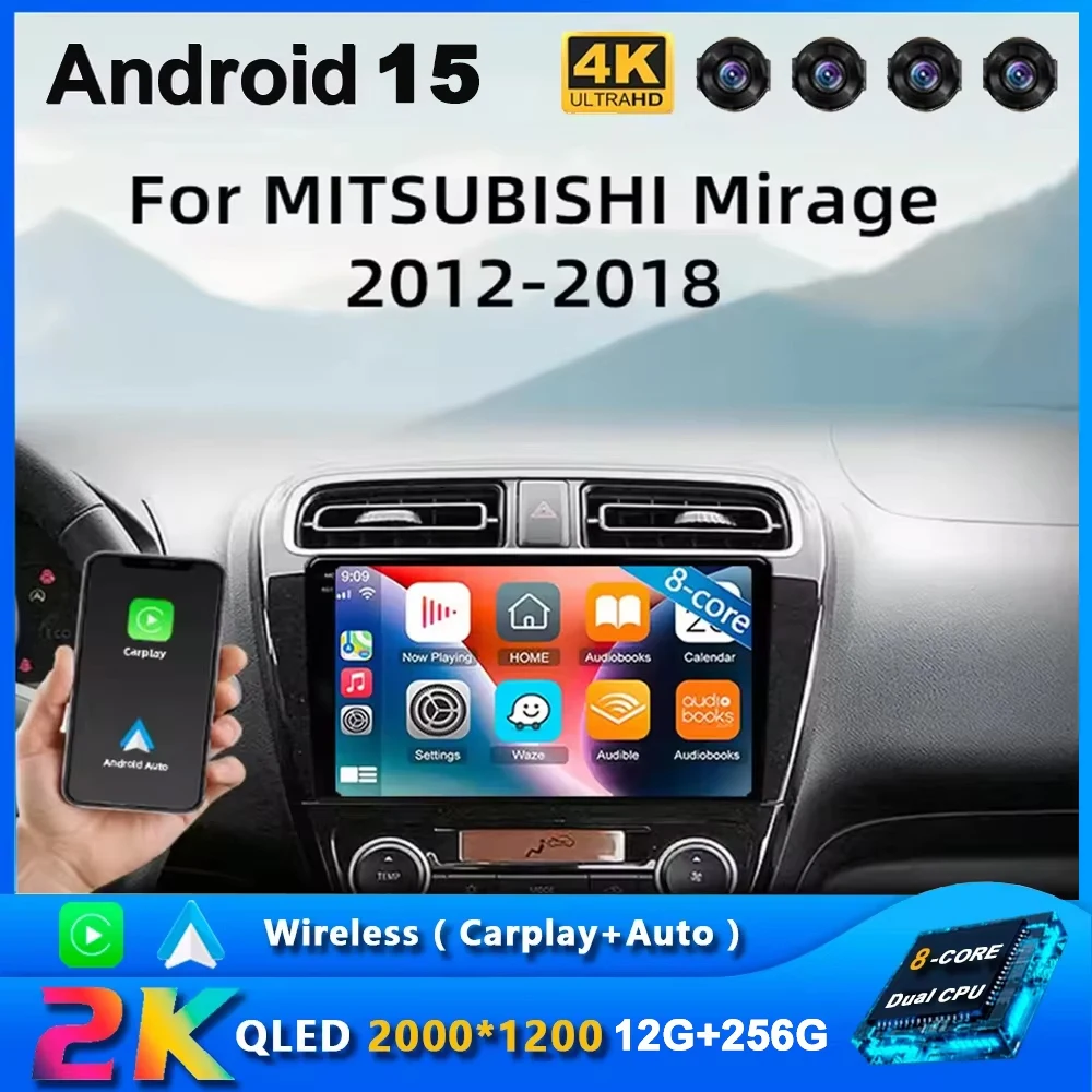 Android 15 Autoradio Für Mitsubishi Mirage Attrage 2012-2018 Space Star 2014 GPS Navigation Carplay Multimedia Player 2 din Image