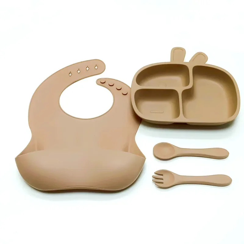 3 stücke Abendessen platte saugnapf kinder geschirr silikon anti-drop saugnapf schüssel baby essen ergänzung fach platte Image