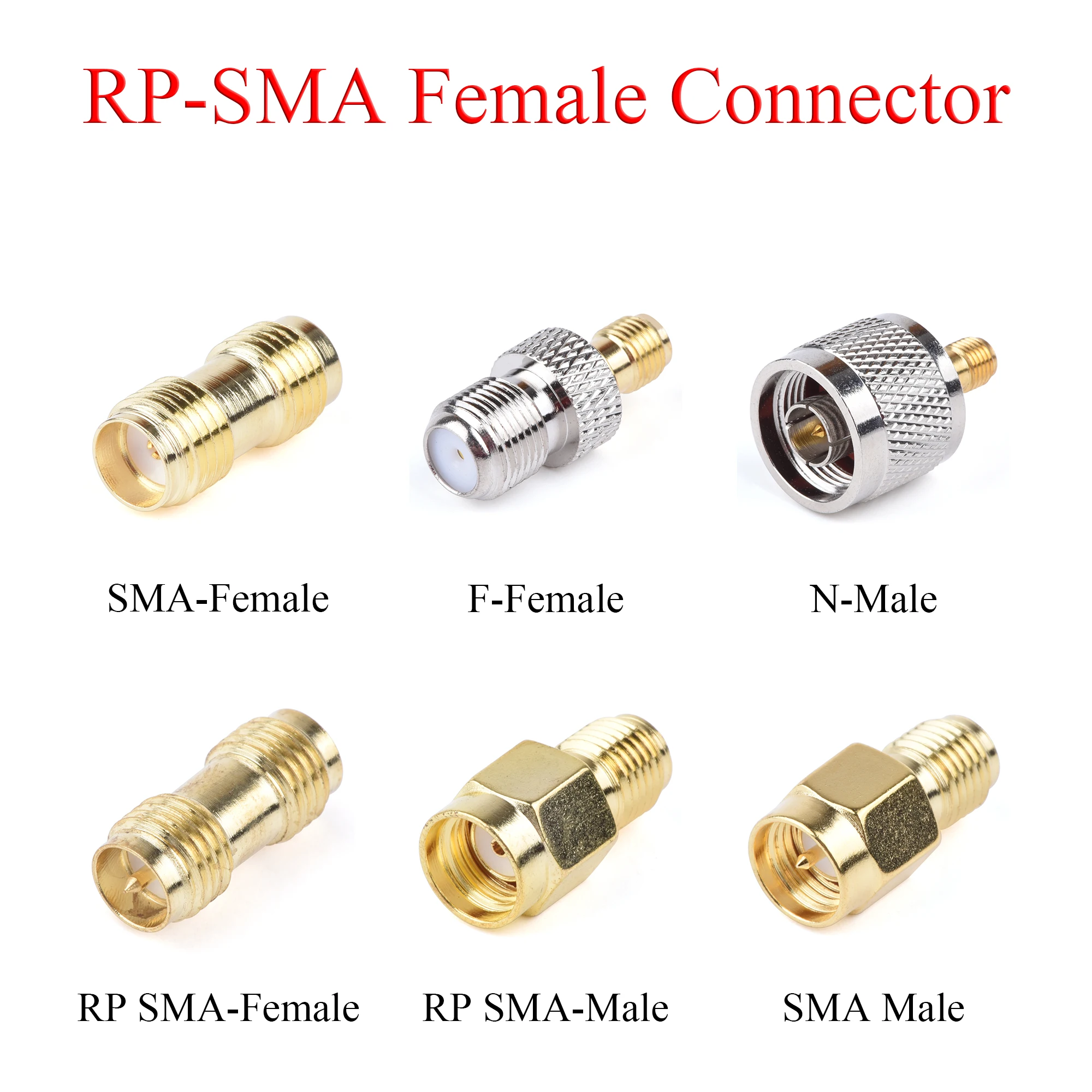 5Pcs RF Koaxial Stecker RP-SMA Buchse auf SMA RP-SMA N Stecker/SMA RP-SMA F Weibliche Jack Adapter verwenden Für TV Repeater Antenne Image