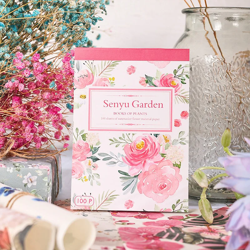100 Stück/Packung kawaii Blumen muster Material Papier handgemachtes dekoratives Tagebuch Hintergrund papier Planer Collage Material Papier Image