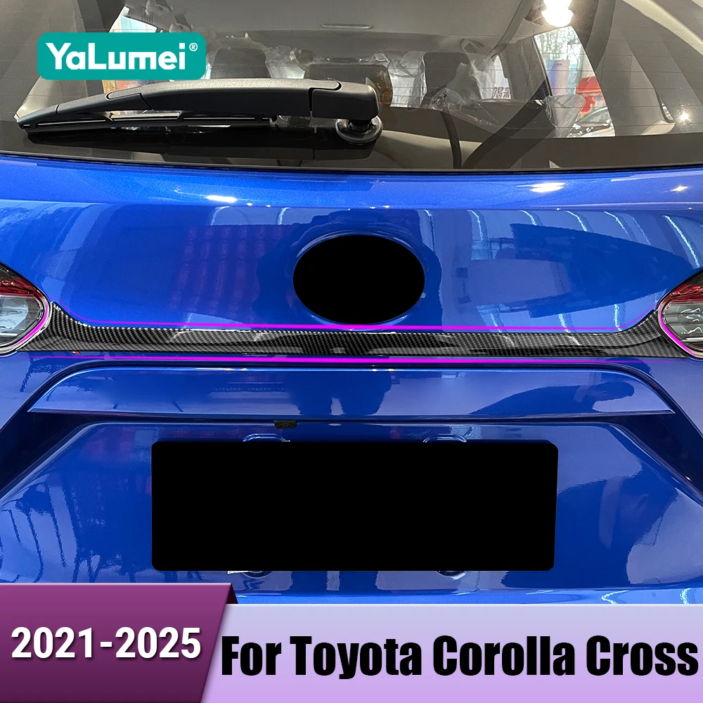 Edelstahl Auto Hinten Stamm Heckklappe Obere Stoßstange Abdeckung Trim Aufkleber Für Toyota Corolla Kreuz XG10 2021-2025 Hybrid zubehör Image