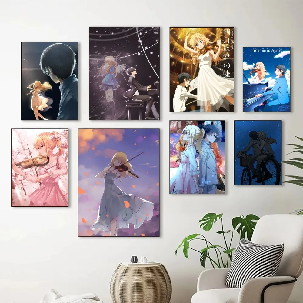 Y-Your Lie In April Poster, rahmenlose Malerei, Schlafzimmer, Wandaufkleber, Wohnzimmer, Heimdekoration Image