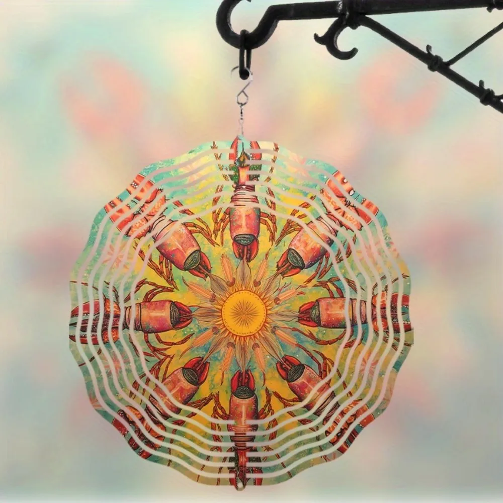 Zoll drehbares Windspiel mit 360-Grad-Haken, lebendiges Kaleidoskop-Design für Garten, Balkon, Outdoor-Dekoration, Frühling und Sommer Image