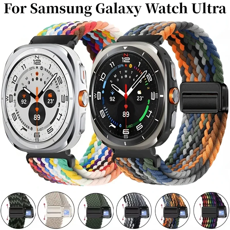 Magnetisches geflochtenes Nylonarmband für Samsung Galaxy Watch Ultra 47 mm Metallschnalle Armband Armband Galaxy Watch 7 Ultra 47 mm Gürtel Image