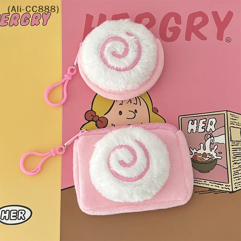 itariaCC88 soiCute Kamaboko Cartoon Girl Heart Coin Purse Plush Earphone Bag Coin Organizer Pouch Backpack Charms
