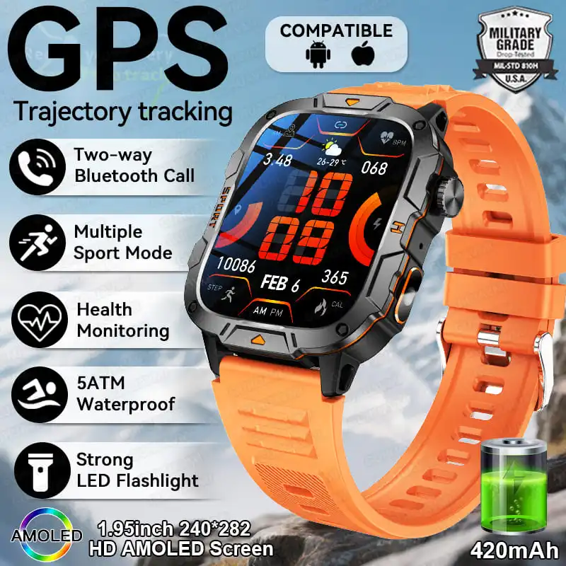 Militär Männer GPS Smart Uhr Bluetooth Anruf Fitness Uhr Herz Monitor 5 ATM Schwimmen Wasserdichte Sport Smartwatches für Xiaomi 2025