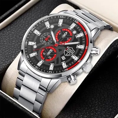Fashion Men's Watch Luxury Men's Black Sports Quartz Watch Men's Business Casual Watch Gift for Father
