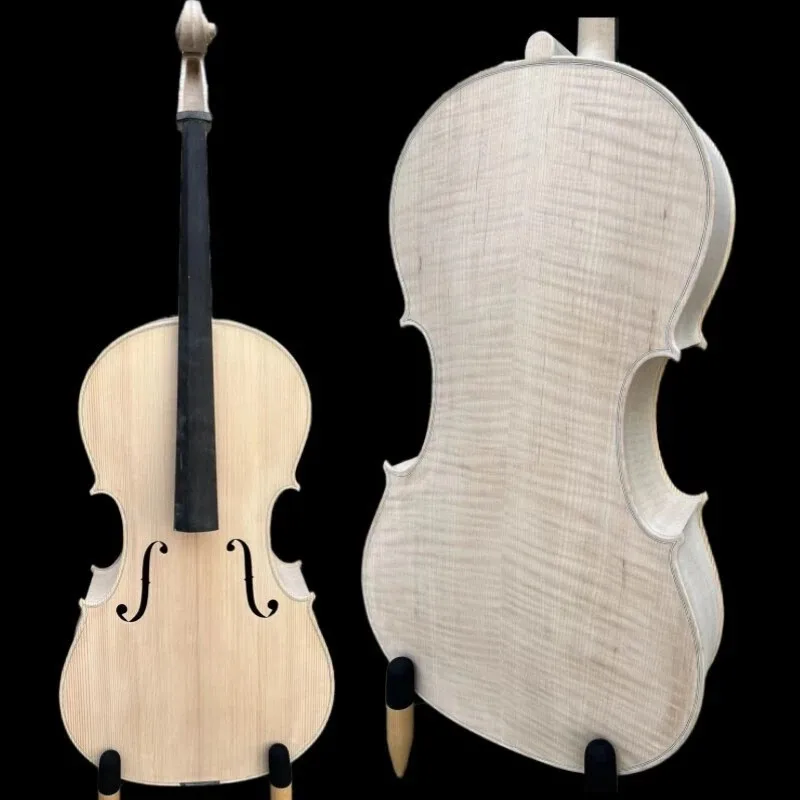 Professionelles handgefertigtes, unvollendetes Song-Cello, 4/4, solide Ahornrückseite, 4/4,3/4,1/2 und 1/4 weißes Cello Image