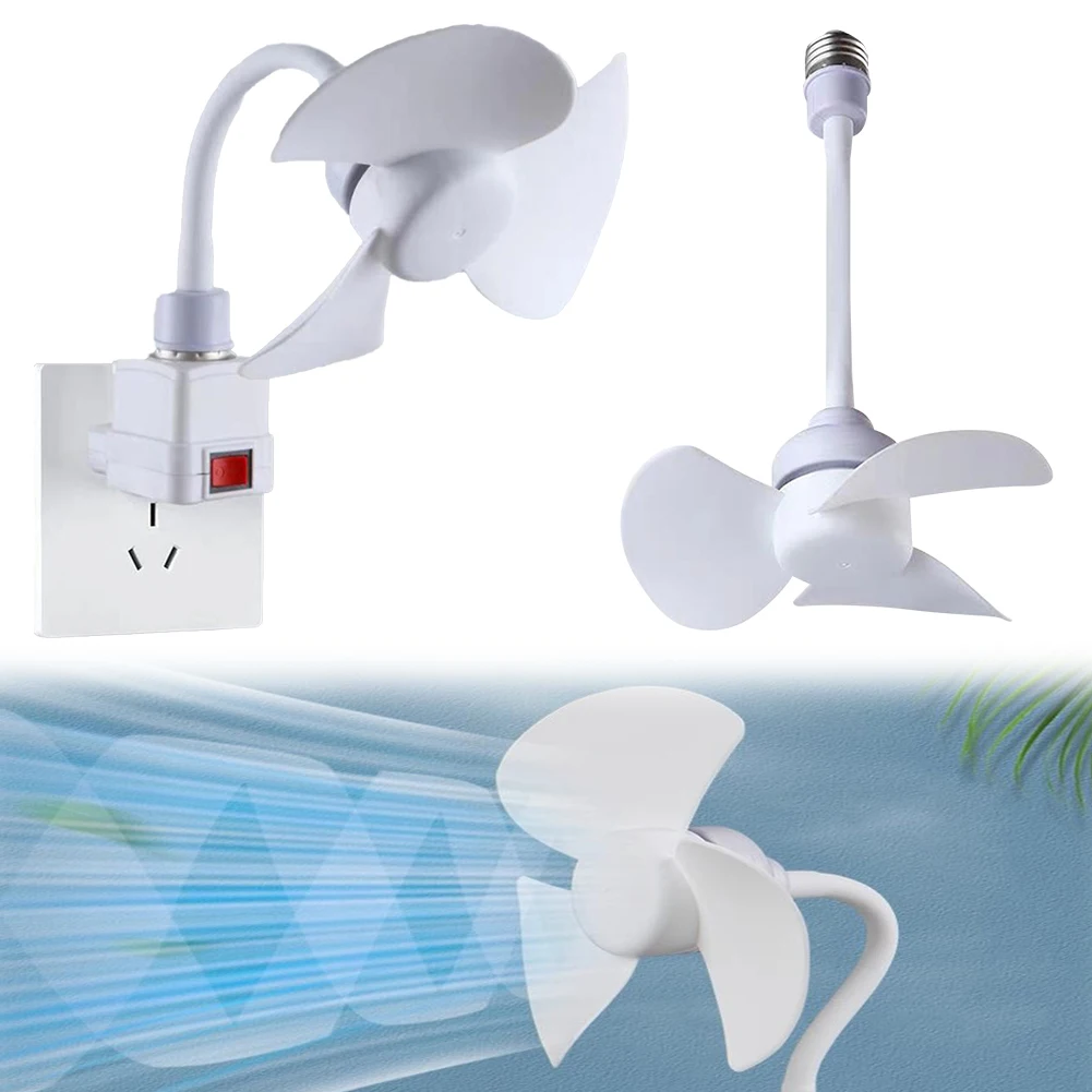 Moderner LED-Deckenventilator mit E27-Sockel/USB-Kronleuchter, Deckenventilator, Schlauchverlängerung, Glühbirnenventilator mit Sockel für Schlafzimmer und Wohnzimmer