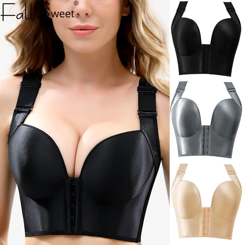 FallSweet fermeture avant soutien-gorge Push Up pour femme grande taille soutien-gorge sans fil couverture arrière complète brassière cache dos grosse Lingerie féminine
