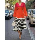 Per donna Abito maxi Abito a trapezio Casual All'aperto Uscire Vestibilità regolare Floreale Grafico Geometrico Manica Lunga Scollo a V Bianco Viola Fucsia Arancione Estate