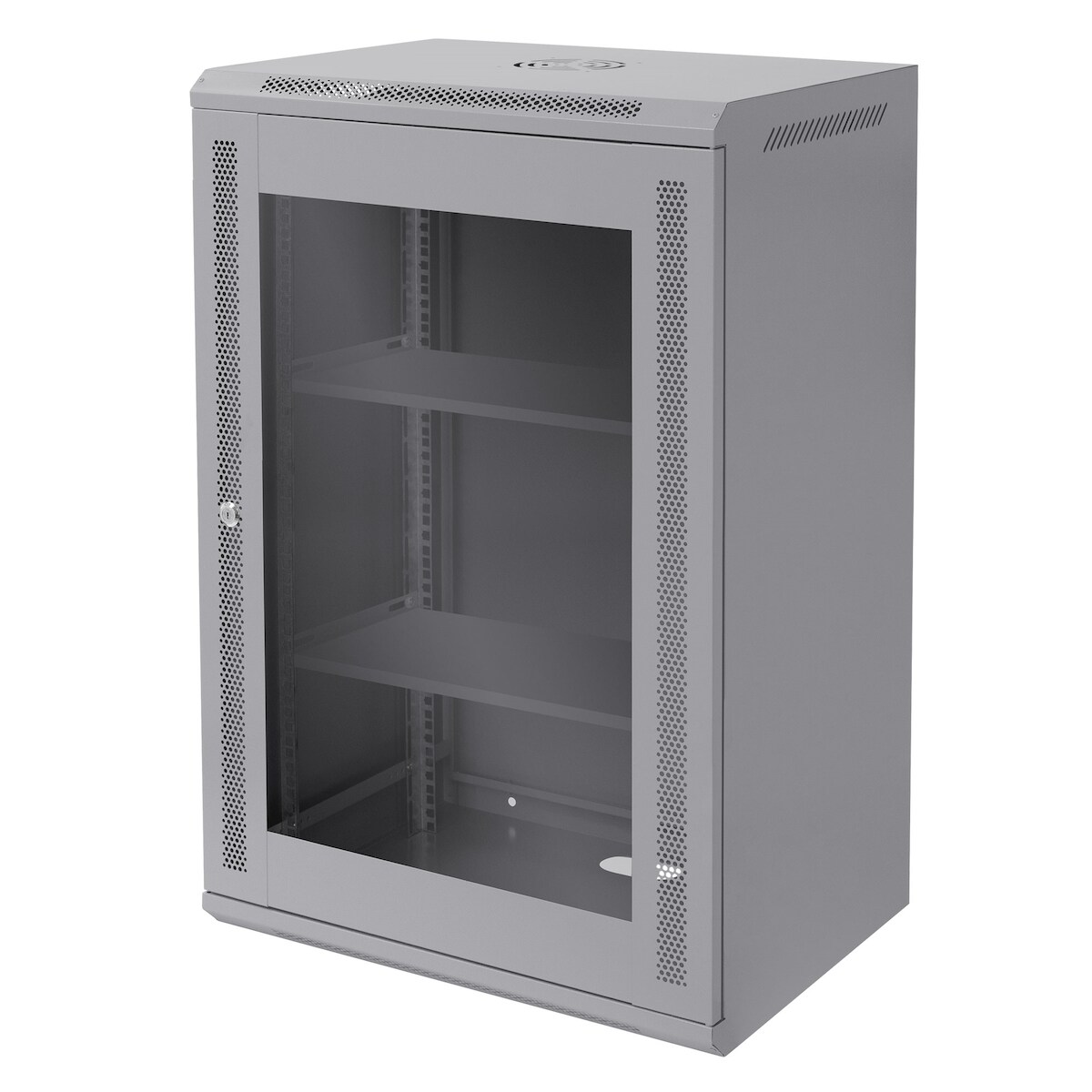 ECD Germany Netzwerkschrank 18HE Grau, Serverschrank 19 Zoll, Wandmontage 600×900×450 mm, abschließbare Glastür, Traglast 60 kg Image