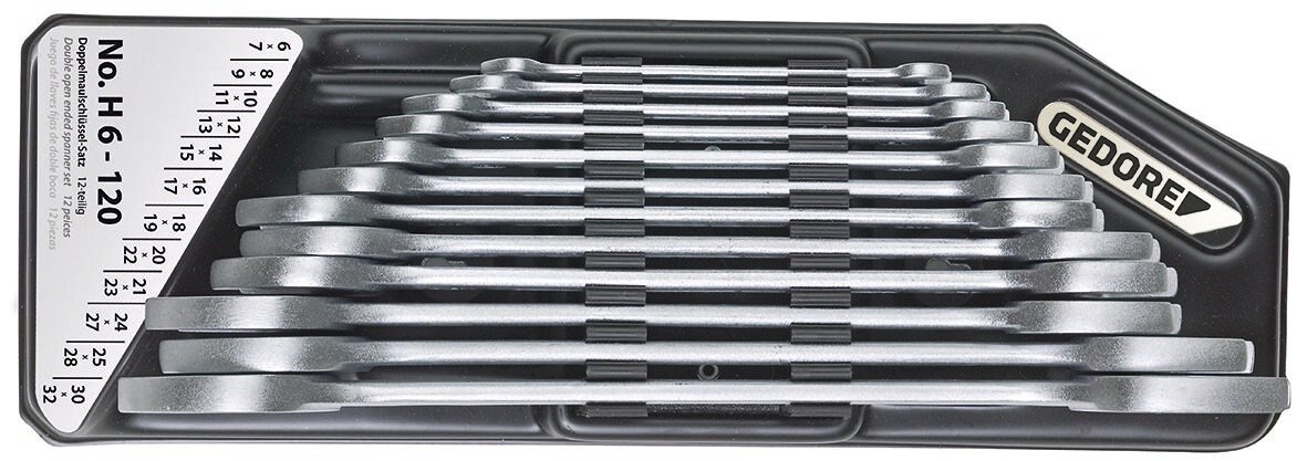 GEDORE Doppelmaulschlüssel-Satz im Halter 12-teilig 6-32 mm, H 6-120 Image