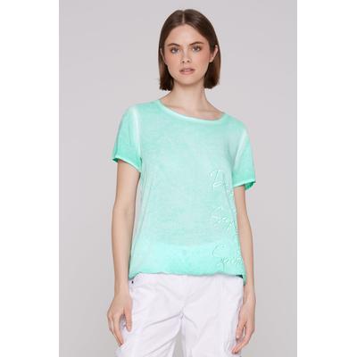 Schlupfbluse SOCCX, Damen, Gr. XL, blau (aqua splash), Material: 100% Viskose, bedruckt, casual, lässig geschnitten normal, Rundhals, Kurzarm eingesetzt gerader Abschluss, Blusen, mit Gummizug im Saum Image