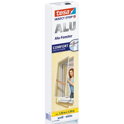 Insektenschutz-Fensterrahmen TESA "Insect Stop ALU Comfort Fliegengitter für Fenster - 1.2 m : 1.5 m", schwarz (rahmen: weiß gewebe: schwarz), B:120cm H:150cm, Insektenschutzgitter, Insektenschutz für Fenster - Aluminiumrahmen Image