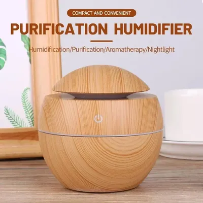 130ML USB Ultrasonic Cool Mist Sprayer Essential Oil Fragrance Mini Home Wood Grain Air Humidifier Air Aroma Diffuser Purifier