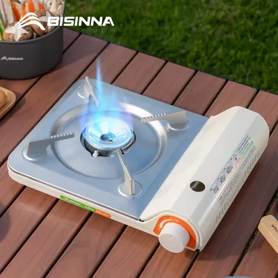 BISINNA Camping Butane Gas Stove Portable Cassette Furnace Camp Kitchen Equipment Picnic Gas Burner with Carrying Case