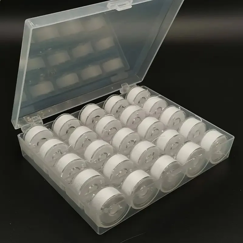 A Set of 25 Pre-Wound White Embroidery Bobbins Machine Thread Bobbins, for Singer and Brother Sewing Machines Accessories