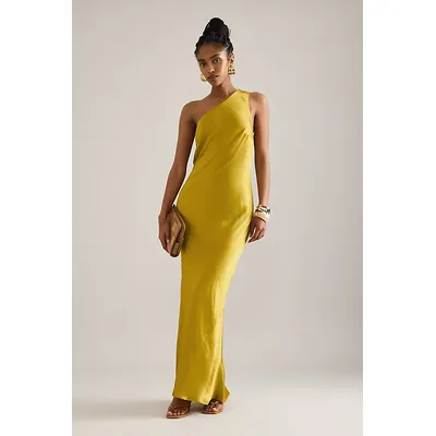 The Lily One-Shoulder Satin Maxi Slip Dress