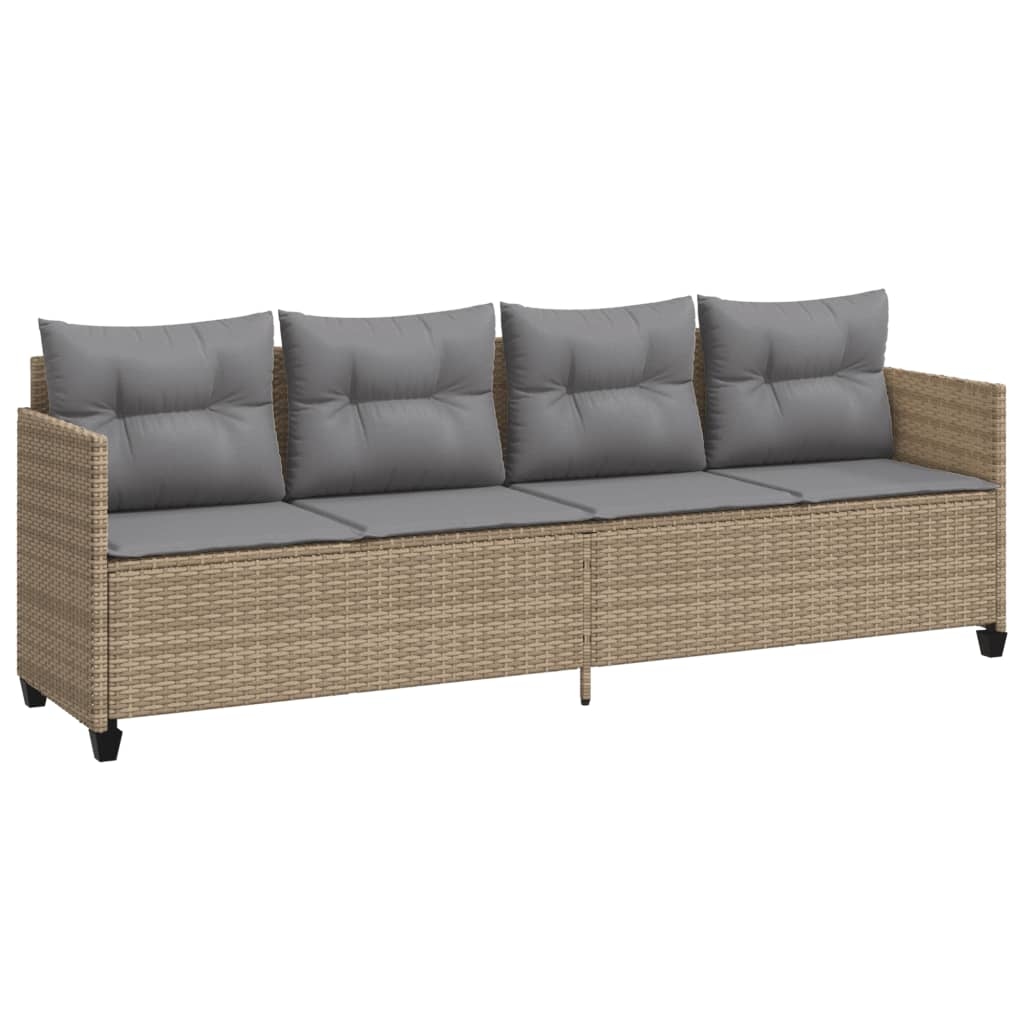 vidaXL Sonnenliege mit Kissen Beige Poly Rattan Image