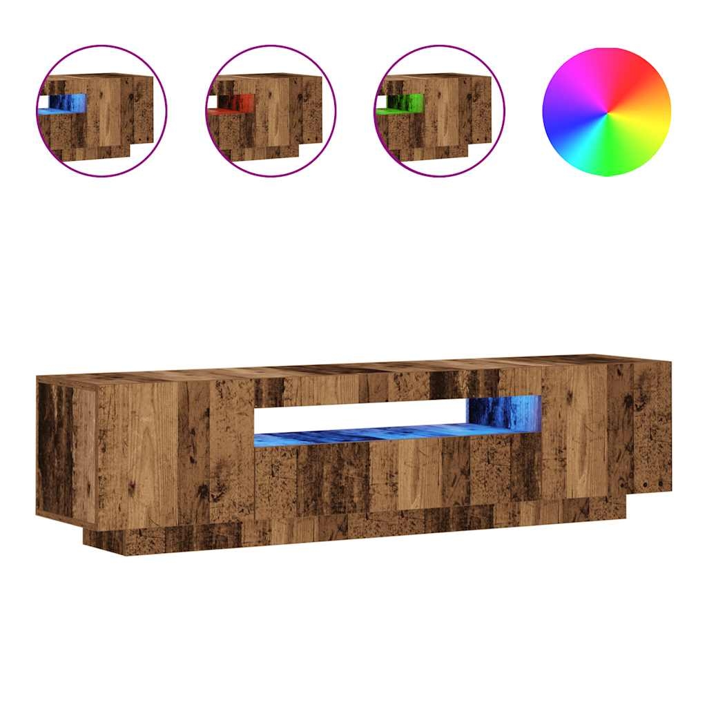 vidaXL TV-Schrank mit LED-Leuchten Altholz-Optik 160x35x40 cm Image