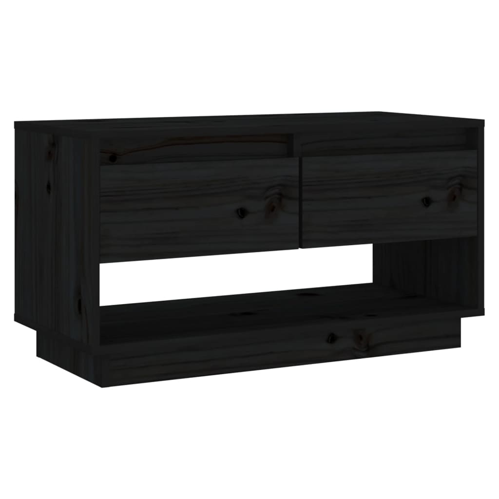 vidaXL TV-Schrank Schwarz 74x34x40 cm Massivholz Kiefer Image
