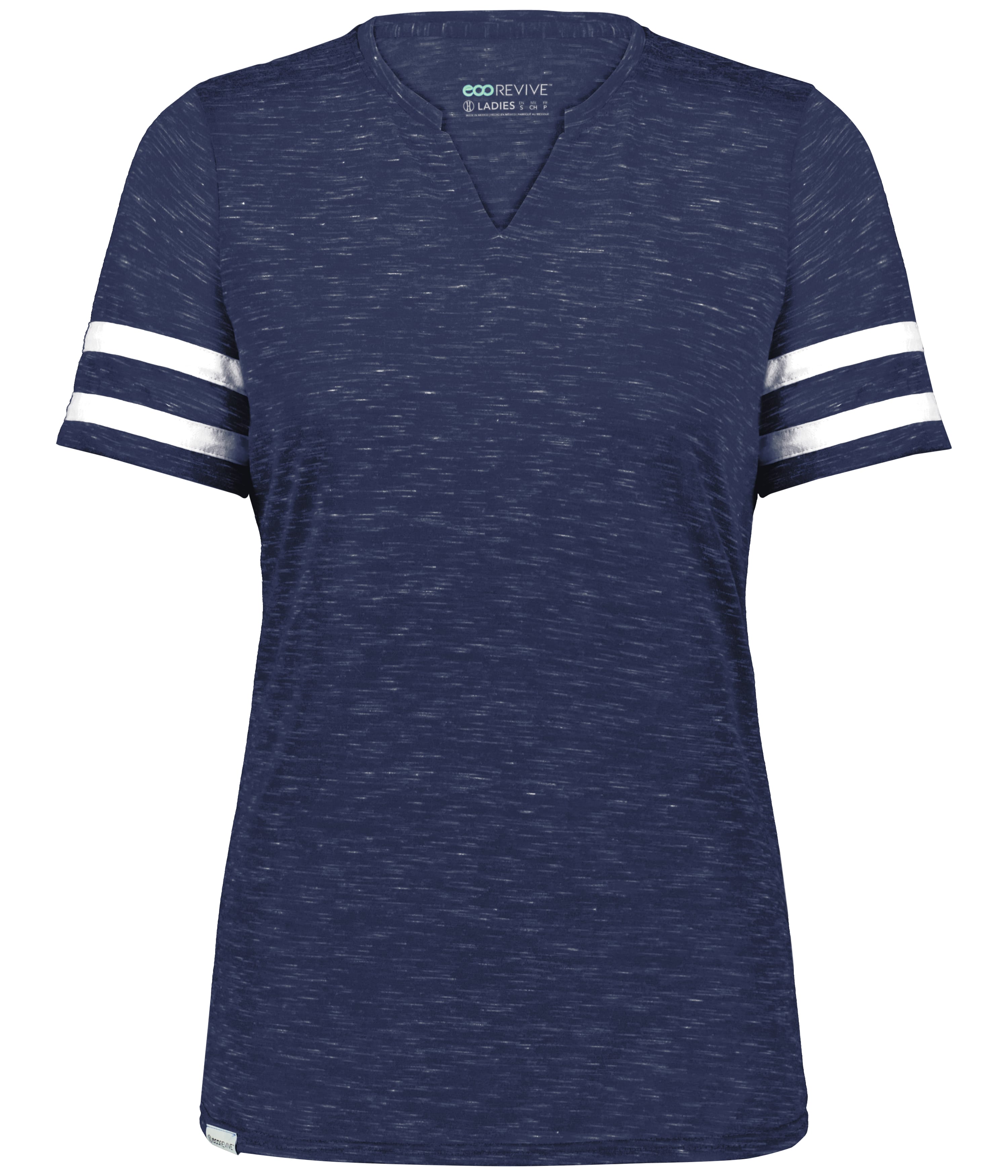 Holloway 223345 Girls Monterey Top in Navy Blue Heather/White size Large | Polyester Blend