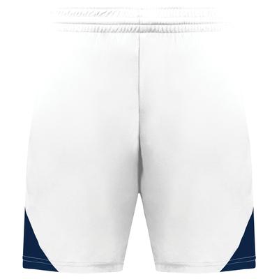 Augusta Sportswear 1736 Step-Back Modern Fit Basketball Shorts in White/Navy Blue size Small | Polyester