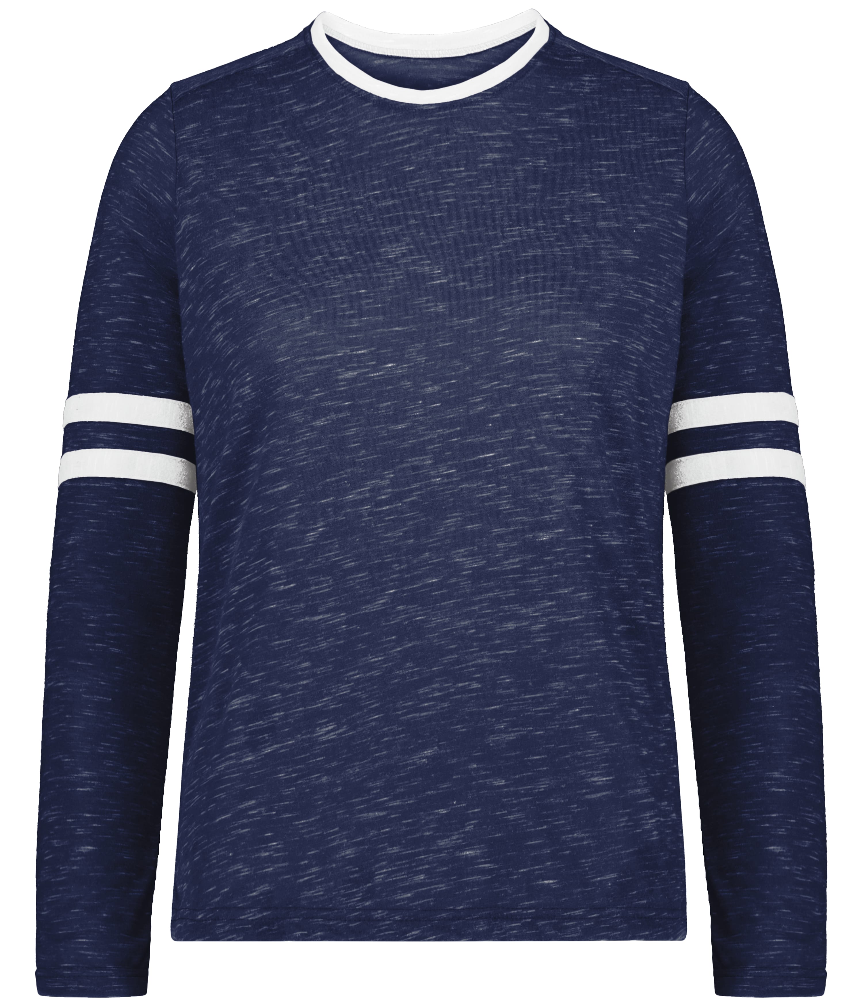 Holloway 223346 Girls Monterey Long Sleeve Top in Navy Blue Heather/White size Small | Polyester Blend