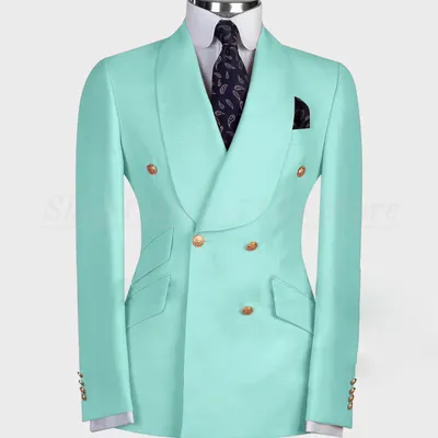 Formal Travel Men's Jacket Suits Fashion Double Breasted Shawl Lapel Slim Fit 1 Piece Blazer High Quality Skinny Wedding Coat