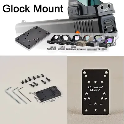 Universal Tactical Rear Sight Scope Mount Plate Base Red Dot Scope Adapter fits Glock 17 19 Handgun Pistol for Hunting Caza