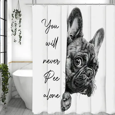 French Bulldog Funny Shower Curtain, Bathroom Decorative Shower Curtain, Waterproof Shower Curtain with Hooks