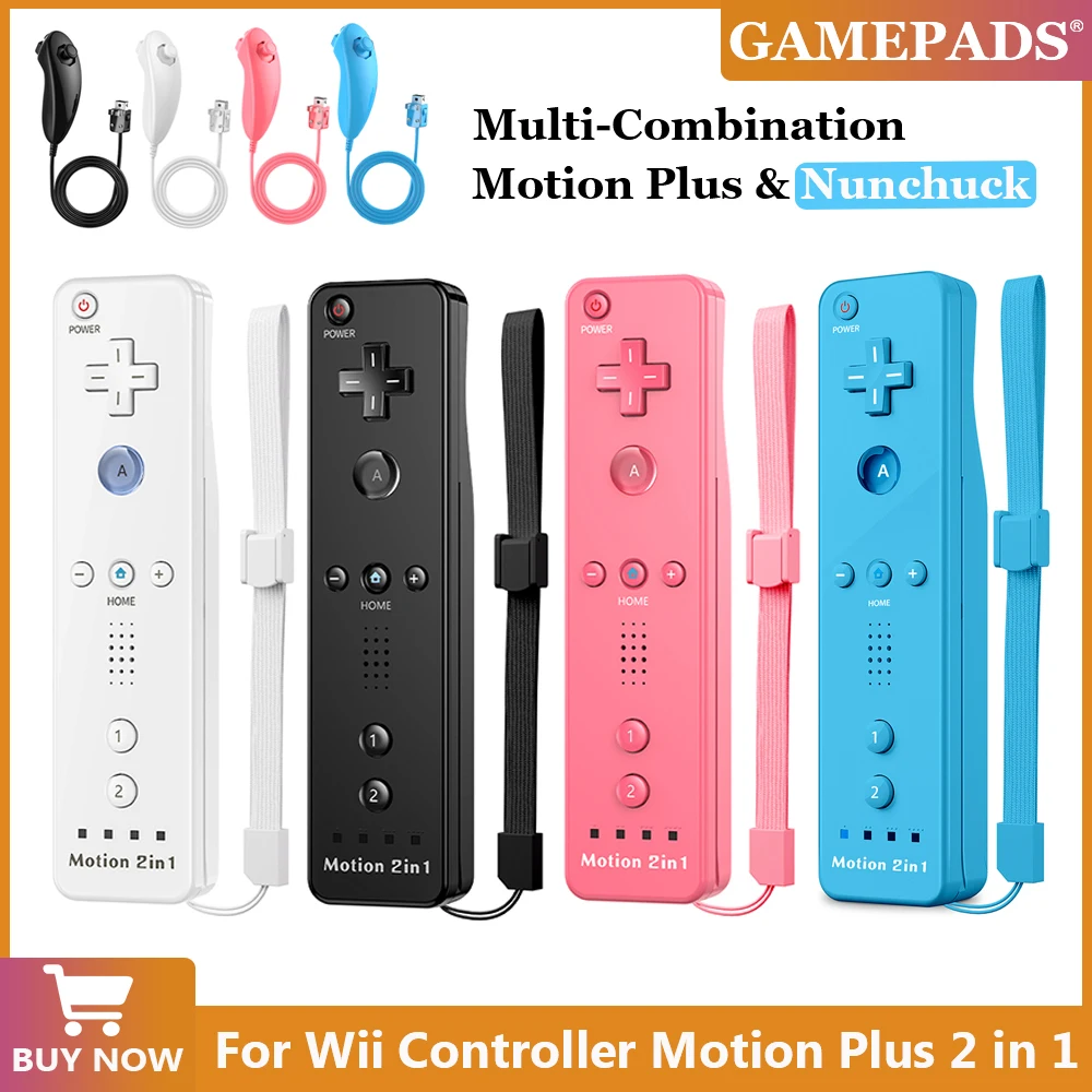 Für Wii Remote Motion Plus Nintendo Wii/Wii U Joystick 2-in-1 Wireless Gamepad Controller Set mit Silikonhülle Videospiel Image